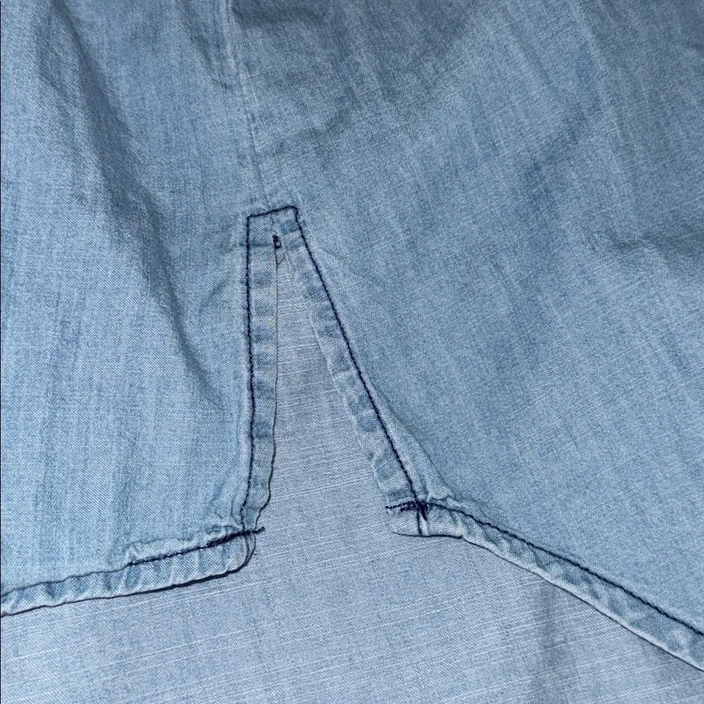 Est 1946 chambray popover zip V-neck roll tab sleeves (flawed) XL - Picture 8 of 12
